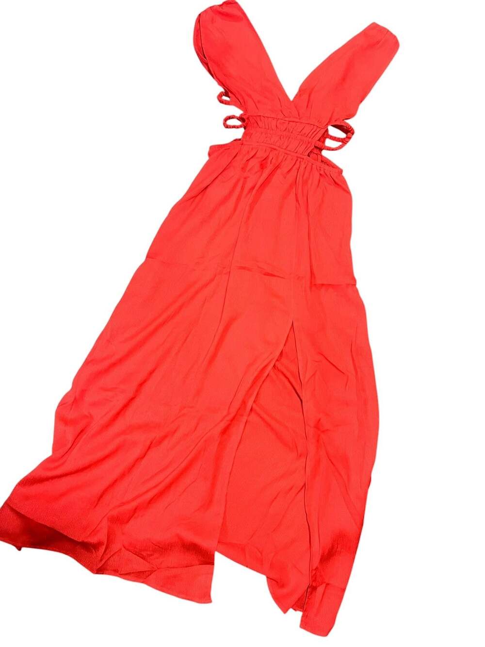 Glamaker Women's Red Ruched Side Detail Mini Dress